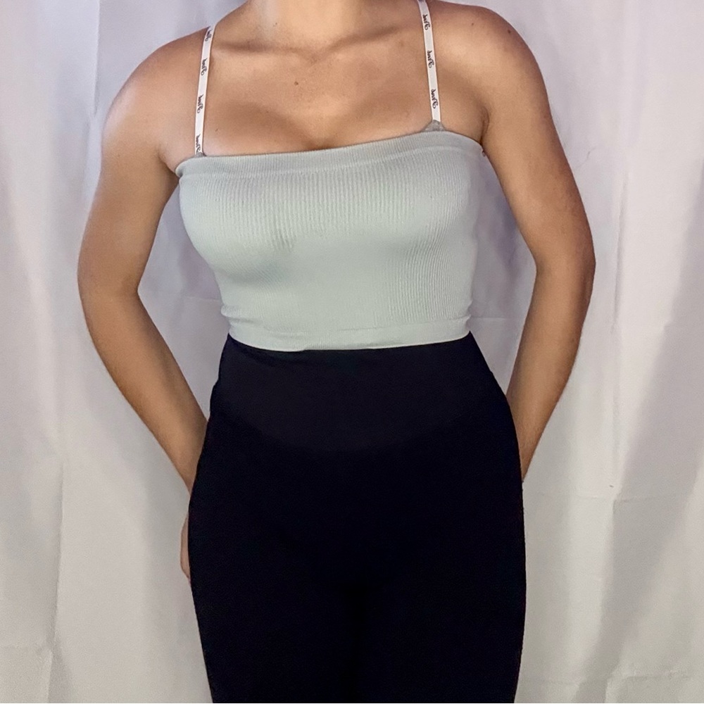 Cotton On Light Gray/Blue Ribbed Crop Top
